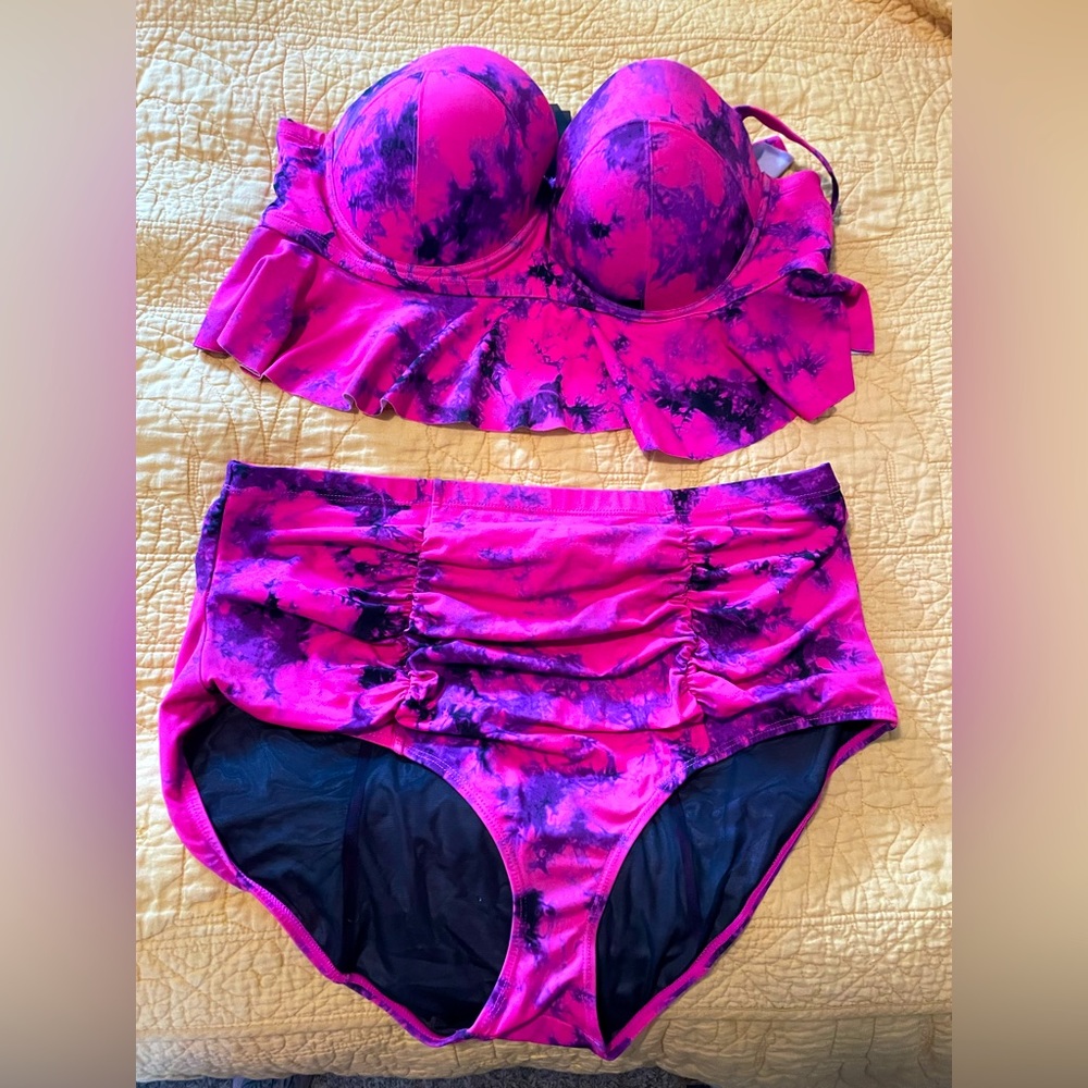 Torrid 2 Piece Swim Set - Pink Tie Dye